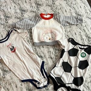 Gray and Red Lion Print Kids One Piece